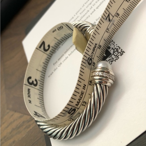 David Yurman Cable Classics Bracelet Sterling Silver, Pearls, Pavé Diamonds - Picture 9 of 9